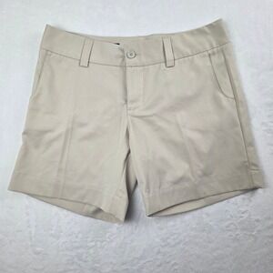 Smallwoods Shorts Womens Size 4 Kahki Flat Front Chino Preppy Casual Excellent